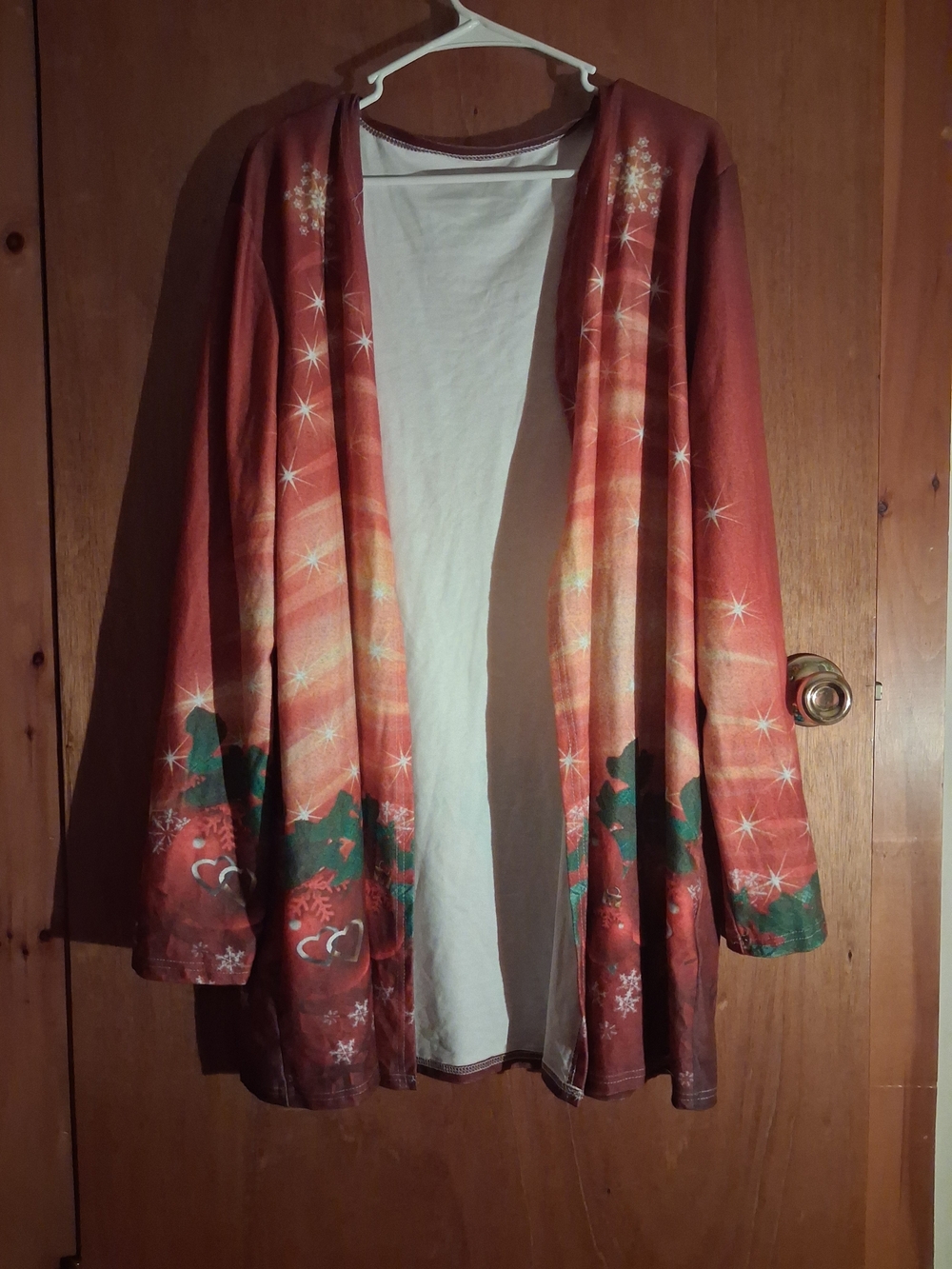 Rust Red Holiday Open-Front Women's Sweater Cardigan